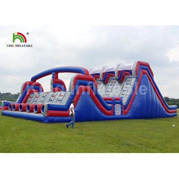 Blue 4 Lane Inflatable Sports Games / Military Blow Up Obstacle Course