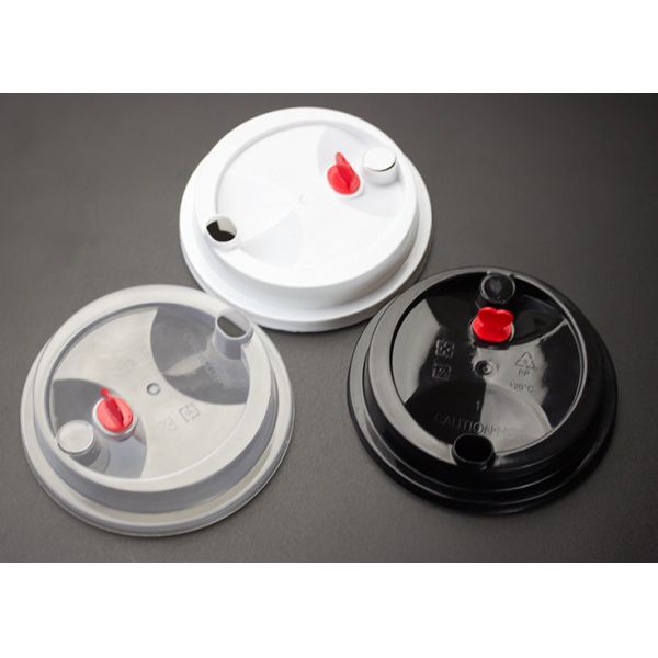 Quality Biodegradable Plastic Paper Cup Covers , Disposable Cup Lids Shapes Customized for sale