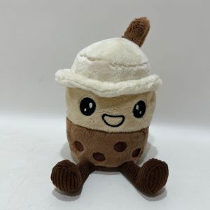 5.5 Inch Plush Bubble Tea W/Recording and Moving Function in Brwon and White
