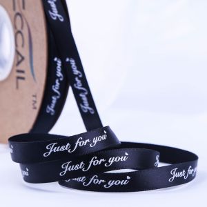 Wholesale custom printed logo decorative blue polyester satin ribbon for