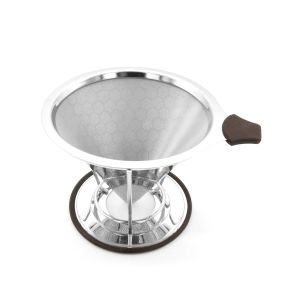 Silver 304ss Custom Made Pour Over Coffee Cup Filter Cone