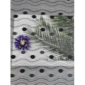 Linear All Over Spot Polyester Lace Trim Black Tulle Mesh