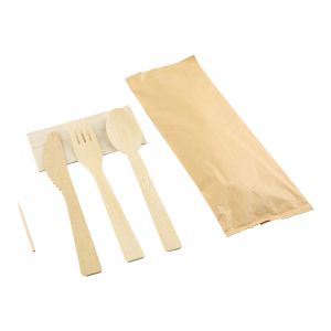 China 4 In 1 Biodegradable Disposable Wooden Cutlery Natural Bamboo Color on sale