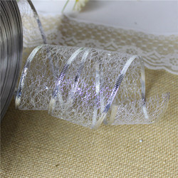 Buy cheap 6.3cm Glitter Wired Edge Ribbon For Christmas Holiday Decoration Metallic Organza Mesh Ribbon from wholesalers