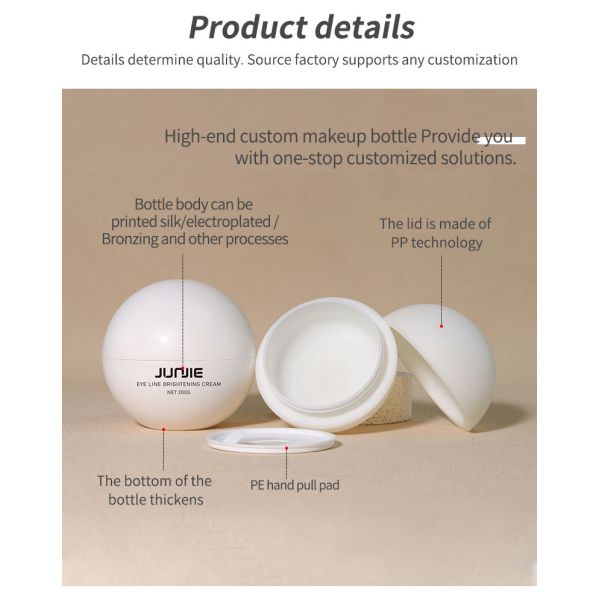 200g 100g Cosmetics Plastic Jar Ball Shape Eye Facial 50g Plastic PP Cream Jar Cosmetic Sphere Jar with Plastic Lid