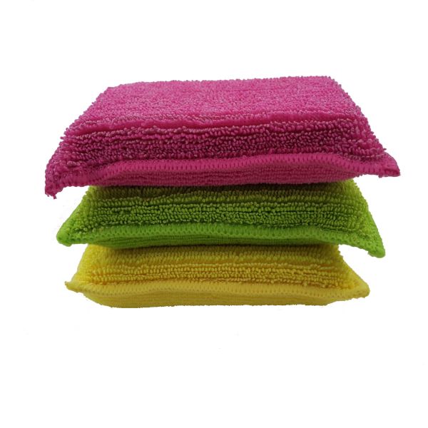 Quality Green Dishwashing 3cm Sponge Microfiber Cleaning Cloth Reusable For Kitchen for sale