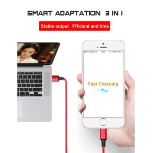 Applicable Apple iPhone Android Type-C 1 for 3 USB data Tiger pattern weaving 3A