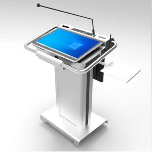 wireless Multimedia Podium With Microphone And Speaker 32" Front Screen