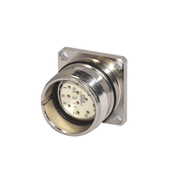 Quality High Power M23 Connector Shielded Square Panel Mount 12pins Female Plug Connector for sale