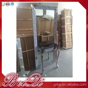 Buy cheap Dressing table with light mirror used beauty salon furniture gold frame hair salon station mirror product