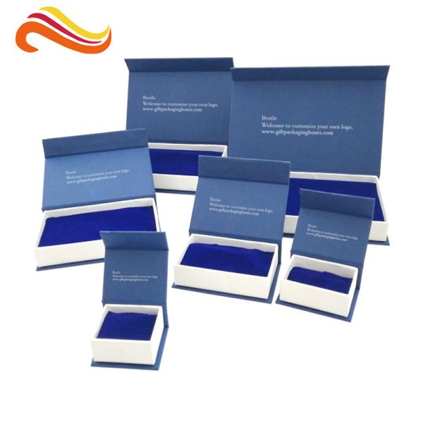 Quality Luxury  Magnetic  Matte Blue Gift Packaging Boxes with  Embossing  Flocking for sale