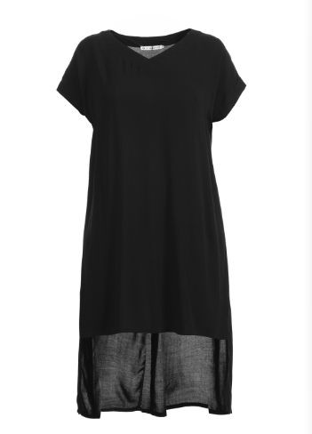 Buy cheap Chiffon Casual Ladies Plus Size Dresses In Black With Long Back Hem Polyester Material from wholesalers