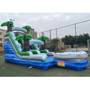 Jungle Palm Tree Theme EN71 Inflatable Water Slide With Pool