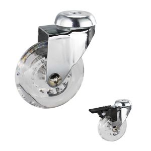 Buy cheap 3 Inch Swivel PU Casters For Chairs Bolt Hole Type Silent Clear Castors from wholesalers