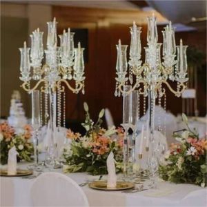 Buy cheap ZT-267G New wedding gold tall crystal candelabra centerpieces from wholesalers