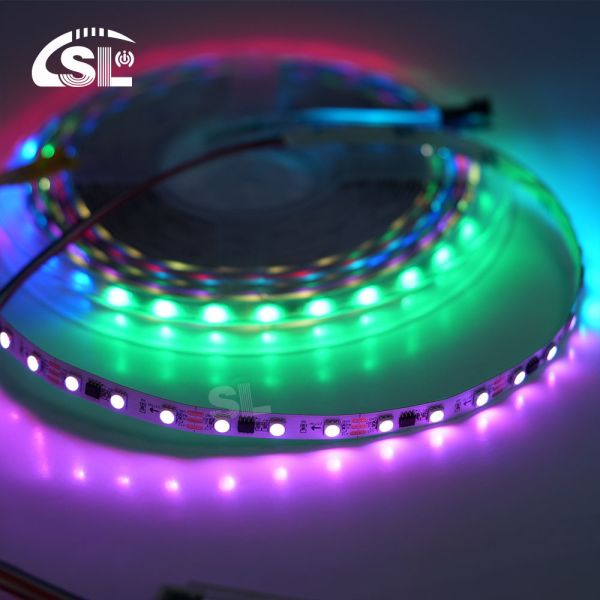 Quality 12V WS2811 60Leds Magic Digital Multi Color 5050 Addressable RGB LED Strip Pixel Warm White IP20 Decor Controller for sale