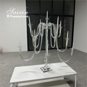 Luxe Wedding centerpiece Crystal Glass Large Branch Candle Stands For Table