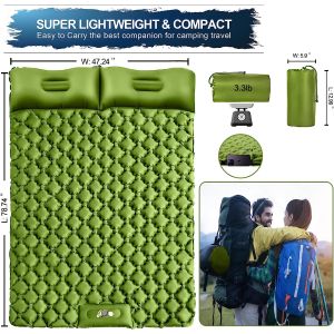 Double Sleeping Pad Camping, Camping Self Inflating 4" Extra-Thick Camping Pad 2