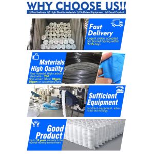 High Carbon Steel Wire Mattress Pocket Spring Unit with 1/3/5/7 Zone Options for