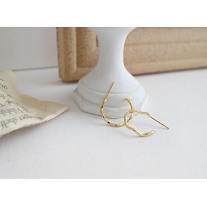 Buy cheap Lanciashow 925 Sterling Silver Gold Plated Hoop Earrings Semicircle Wavy Shape from wholesalers