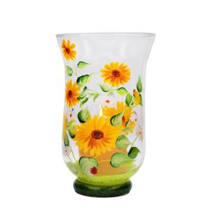 Buy cheap Hand Painted Sunflower Pattern Glass Candle Holders For Home from wholesalers