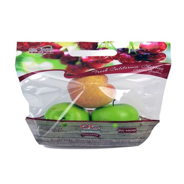 Quality Custom Design Plastic Fruit Fresh Bags With Handle Venting Hole Gravure Printing for sale