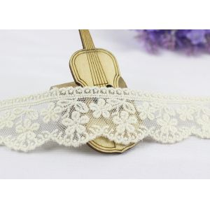 Buy cheap 3.5 Width White Cotton Lace Trim By The Yard,  Scalloped Floral Mesh Lace Ribbon from wholesalers