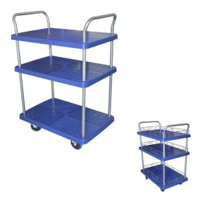 Buy cheap 900x600mm Three Decker Plastic Platform Trolleys With 660lbs Capacity from wholesalers