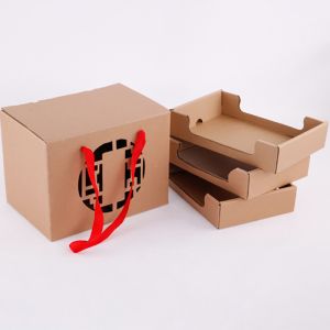 Recyclable Cardboard Box Trays For Food With Handle