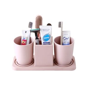 Buy cheap Toothbrush Holder and Large Toothpaste Stand Organizer Plastic Storage Rack Set Bathroom Accessories for Family, Kids. from wholesalers
