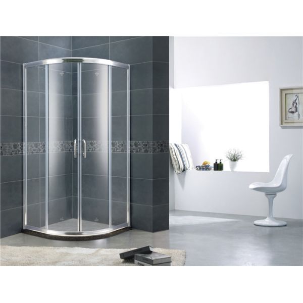 Double Moving Door Aluminum Alloy Shower Screens Chromed Sliding With Stainless