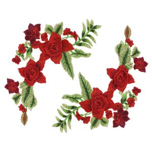 Buy cheap 34*18 CM Red Flower Embroidered Applique Patches For DIY Dress Decorative from wholesalers