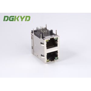 Buy cheap Stack two port 10 Pin 1000 BASE RJ45 Jack Female Ethernet Connector with LED EMI from wholesalers