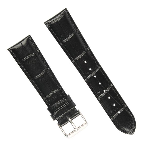 Obsidian Black Alligator Pattern Genuine Leather Strap