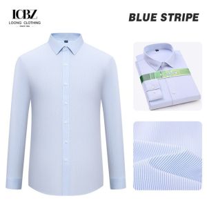2023 Men's Long Sleeved Shirt Non-Ironing Work Clothes with Elastic and Solid