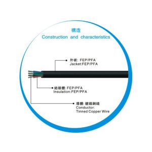 5 Pins 200C Custom Electrical Wire Telfon Insulation Jacket Heating Cable