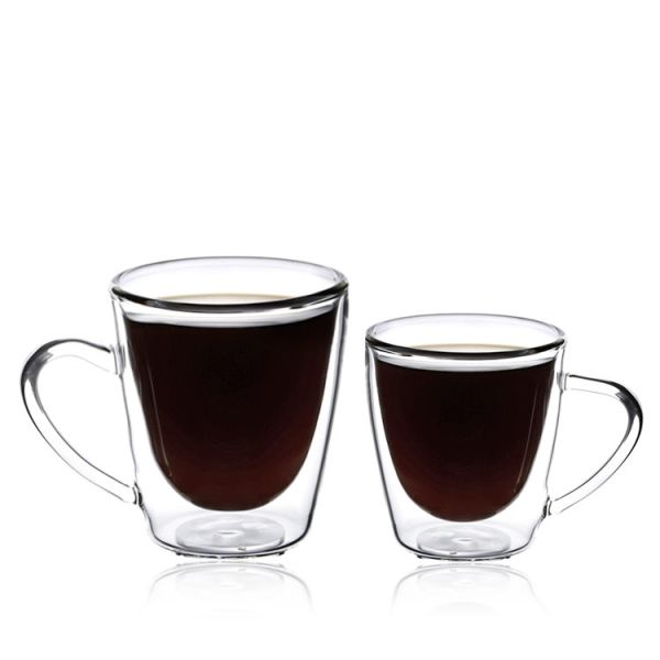 Quality Heat Resistant 200ml Coffee Glass Mug Double Wall With Handle for sale
