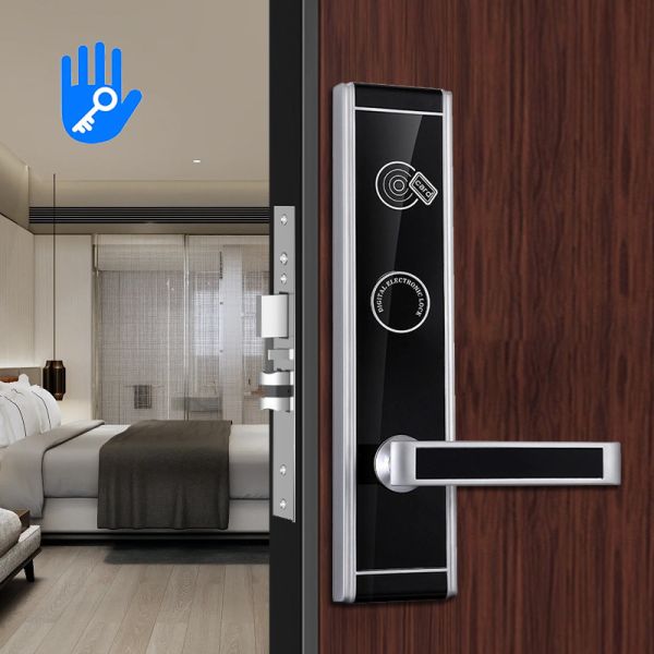 Buy cheap Silver Zinc Alloy Hotel Smart Locks RFID Card Mechanical Key Unlock Lightweight from wholesalers