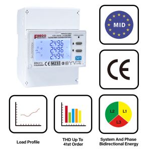 EM4372 3 phase power analyzer energy meter~Modbus ~MID approved