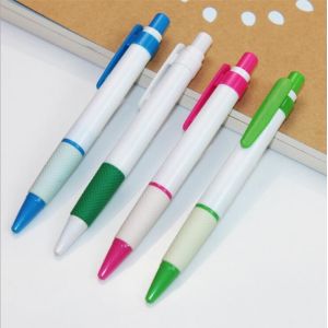 China Cheap Plastic Items Grip Ball Pen With Logo on sale