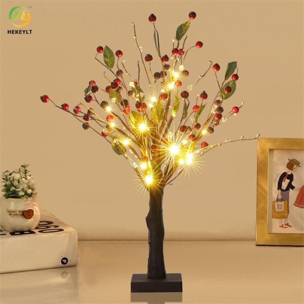 Quality USB Beautiful Iron Plastic Bedside Table Lamp Tree Shape for sale
