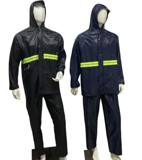 Quality OEM Black Mens Work Rain Coat Heavy Duty Rain Suits For Work for sale