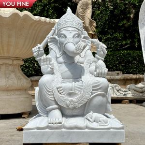 Buy cheap Classic Natural Stone Hand Carved White Marble Ganesha Statue from wholesalers