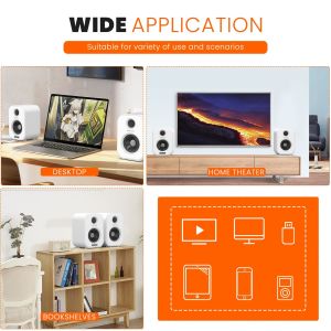 White Bluetooth Bookshelf Speakers 50W Rated Power Multipurpose