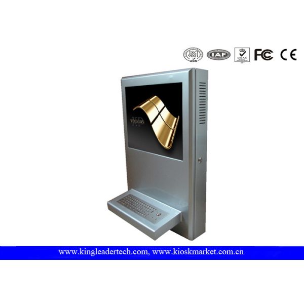 Quality Modern Slim Wall Mount Kiosk With 15 Inch Touch Screen Monitor And Metal Keyboard Optional for sale
