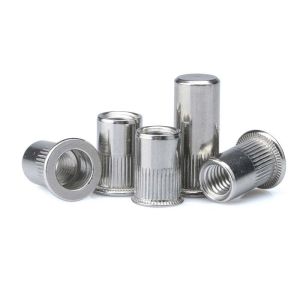 Buy cheap Carbon Steel Threaded Rivet Nuts Zinc Plated M6 Knurled Body With Flat Head from wholesalers