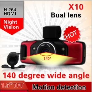 Buy cheap X10 HD Car DVR Dual Camera G-Sensor Car Camera Black Box Night Vision Motion Detection G-Sensor External lens from wholesalers