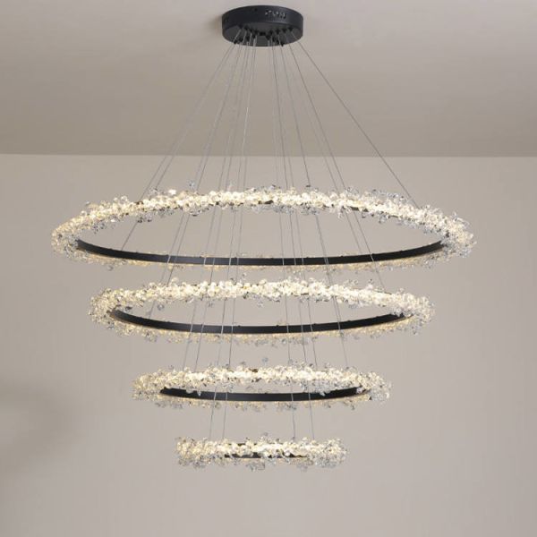 Quality Simple Atmosphere Crystal Wreath Modern Pendant Light Warm White Light for sale