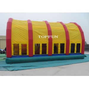 Red / Yellow PVC Tarpaulin Inflatable Water Jumping Castles With Roof