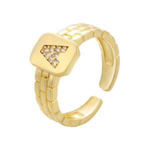 Buy cheap Open Watchband 18k Diamond Ring Men Plated Chunky Gold Initial Ring from wholesalers